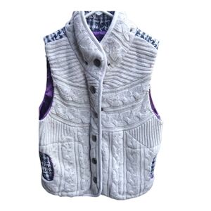 z Charlotte Rousse Cable Knit Snap Button Winter Vest - L